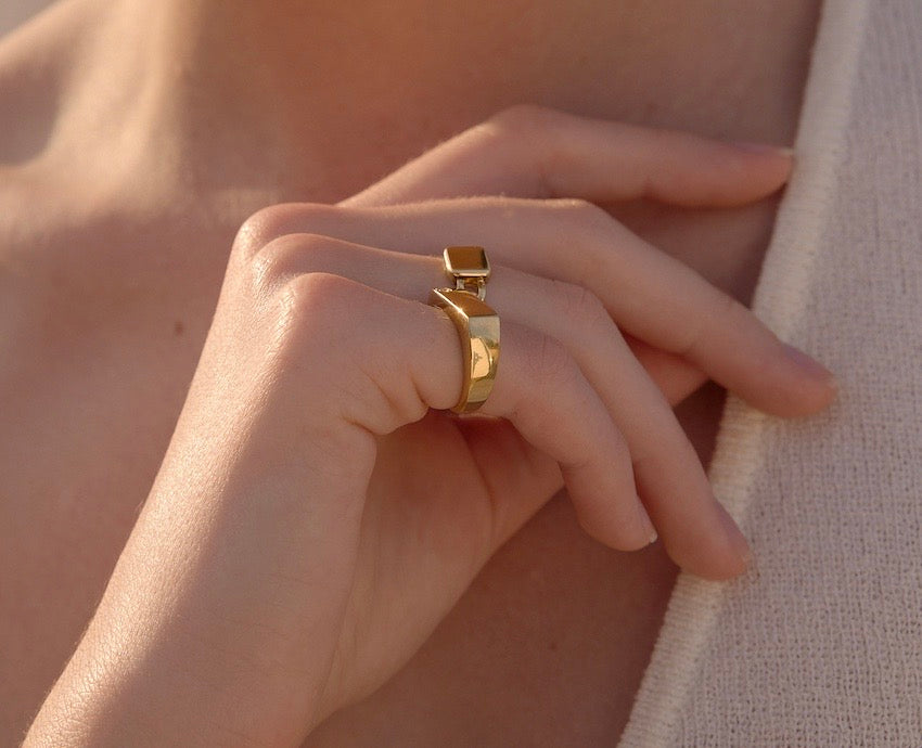 solid gold silver band ring stacking design for ladies