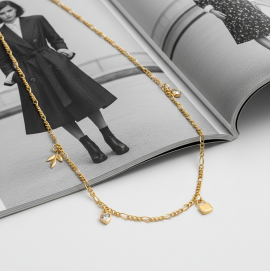 Figaro Chain Dangle Charms Necklace