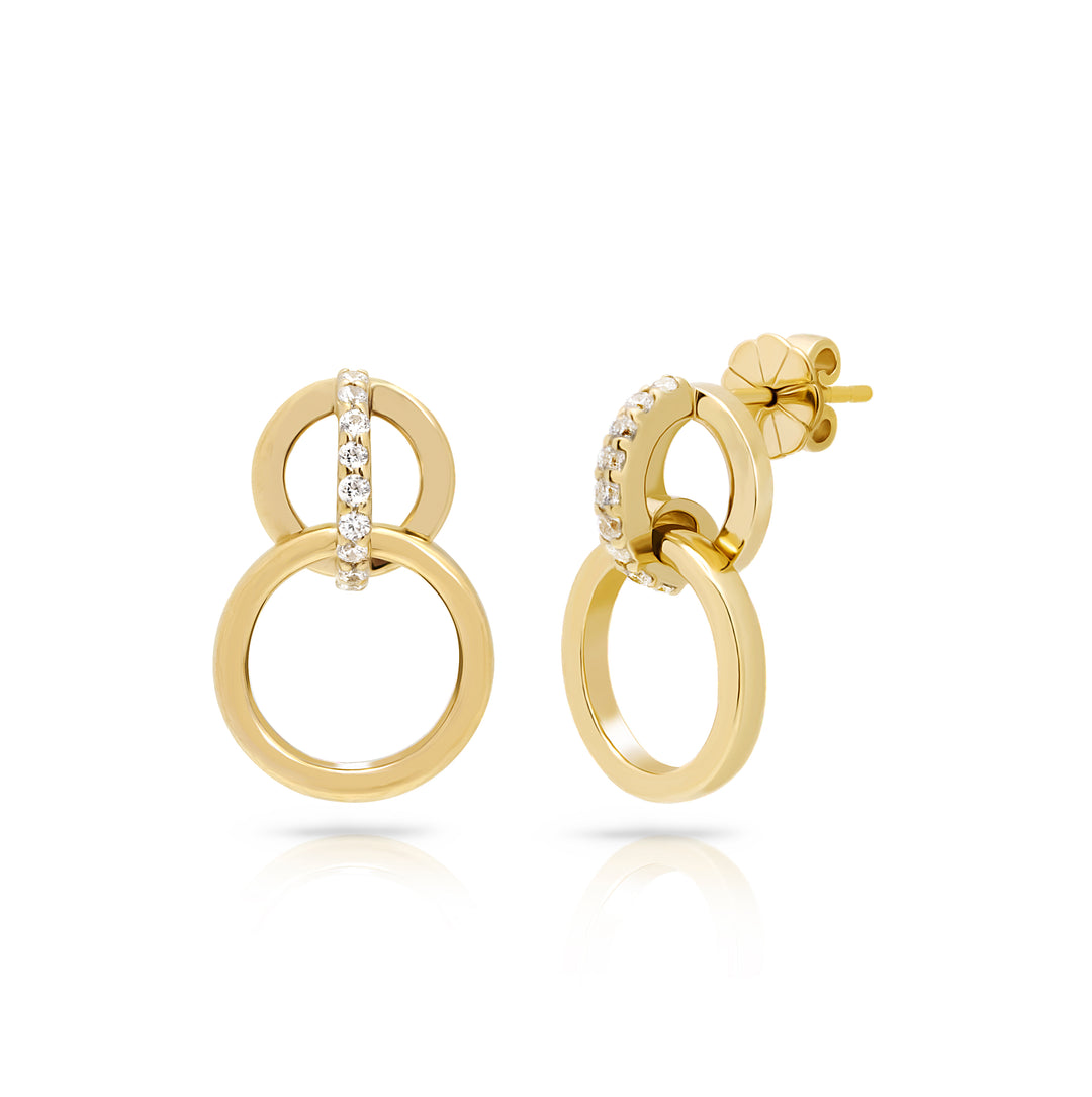 18k gold vermeil solid  double circle dangle earrings for women NAIMA jewellery design