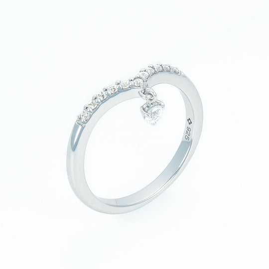 Wishbone Ring with Dangle Stone