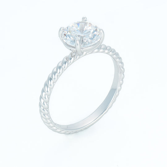 Twisted Rope Band Round Solitaire Ring