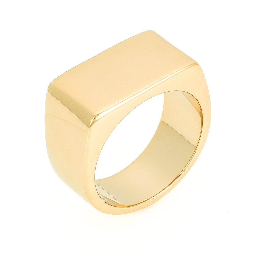 Rectangle gold signet ring in Gold