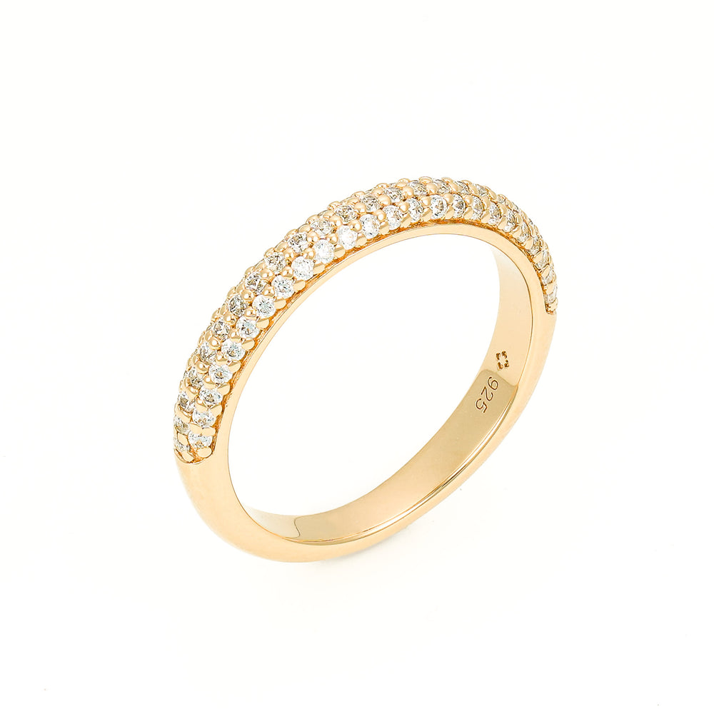 3 rows pave band ring in gold