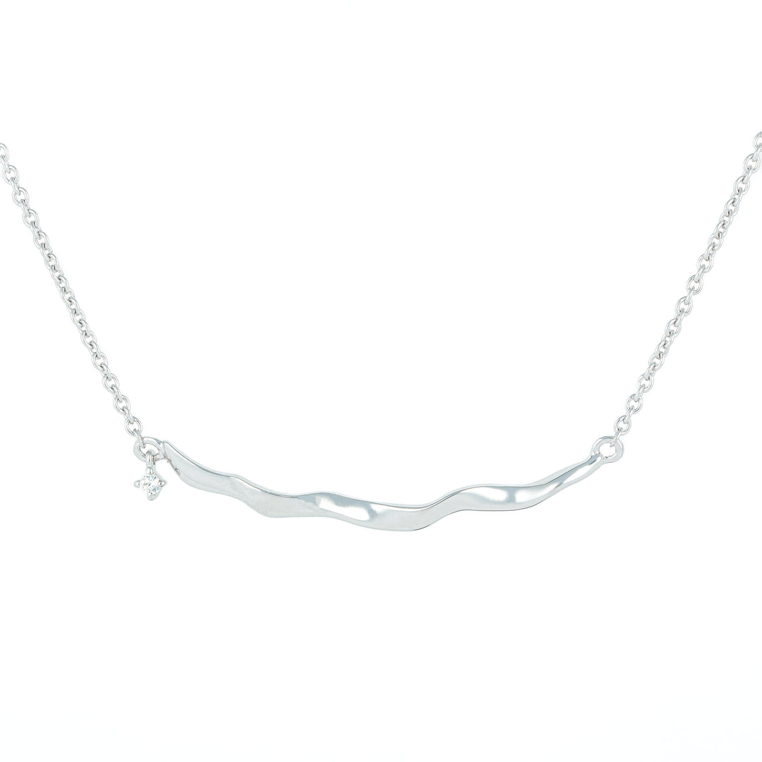 Bar necklace with dangle stone in Sterling Silver