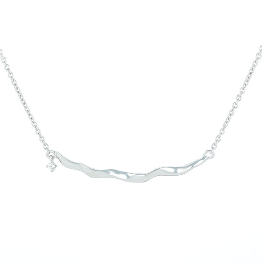 Bar necklace with dangle stone in Sterling Silver