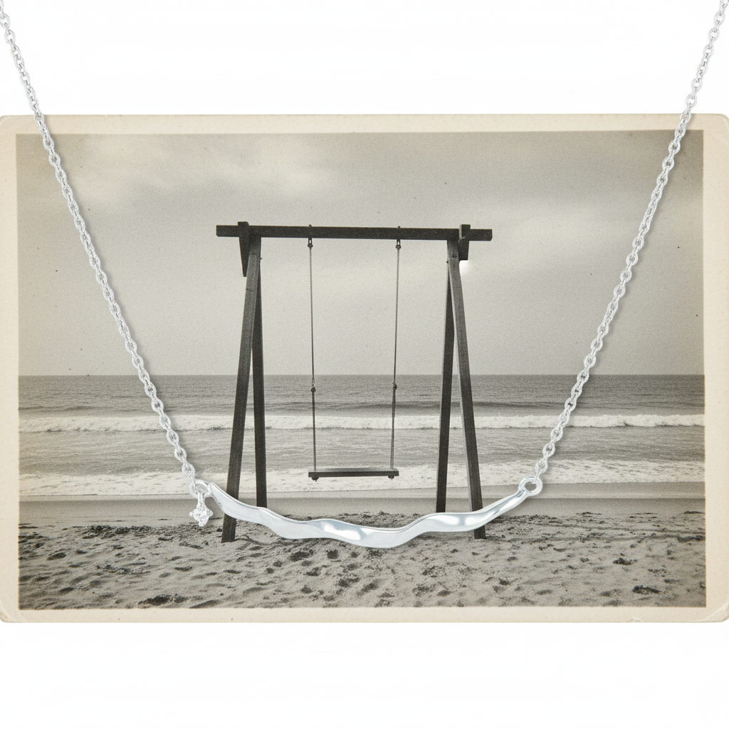 Bar Necklace with stone in Sterling Silver