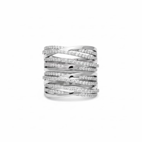 Crossover dress rings in sterling silver  