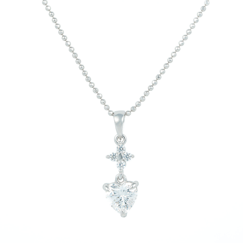Flower & Heart Adorned Ball-Chain Necklace