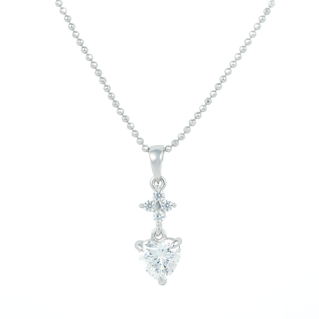 Flower &amp; Heart Adorned Ball-Chain Necklace