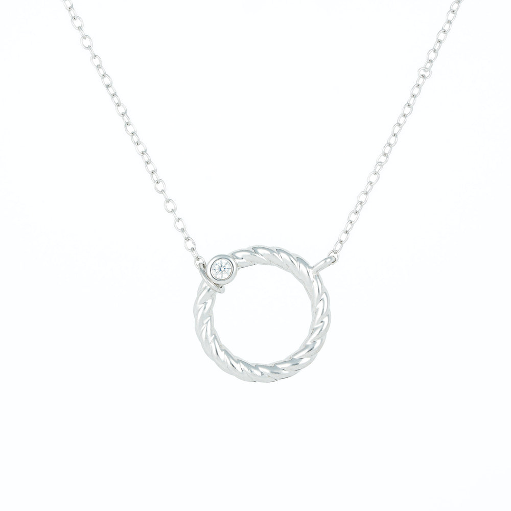 Twisted Circle Necklace with Stone