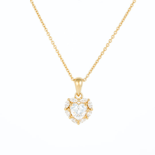 Cluster Heart &amp; Marquise Stone Necklace