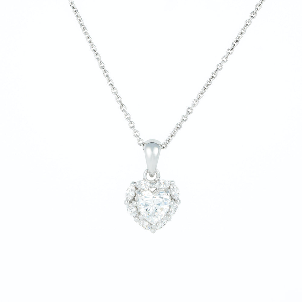 Cluster Heart & Marquise Stone Necklace
