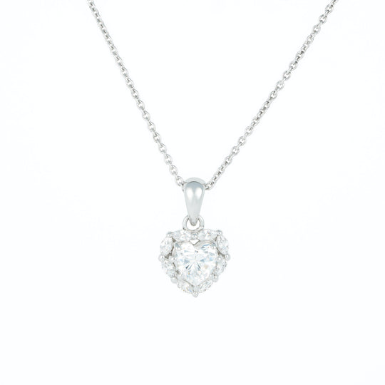 Cluster Heart &amp; Marquise Stone Necklace