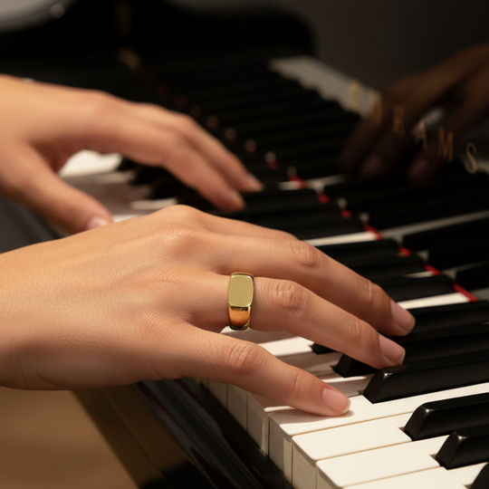 Gold Rectangle Signet ring plain solid