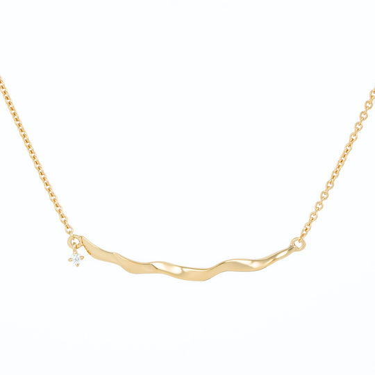 Gold bar necklace with dangle stone