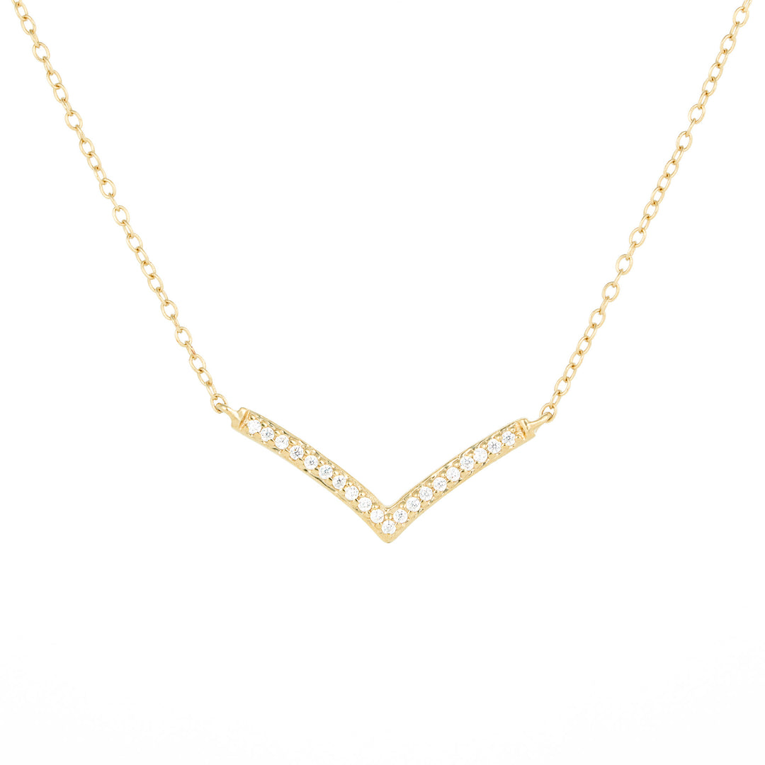 Gold wishbone pendant with chain necklace