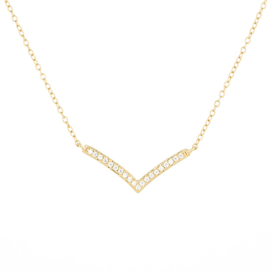 Gold wishbone pendant with chain necklace