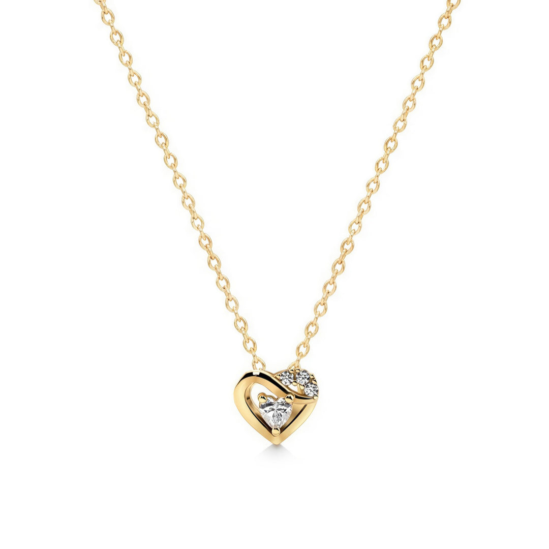 small gold heart pendant with heart stone and chain necklace for women by NAIMA Jewellery
