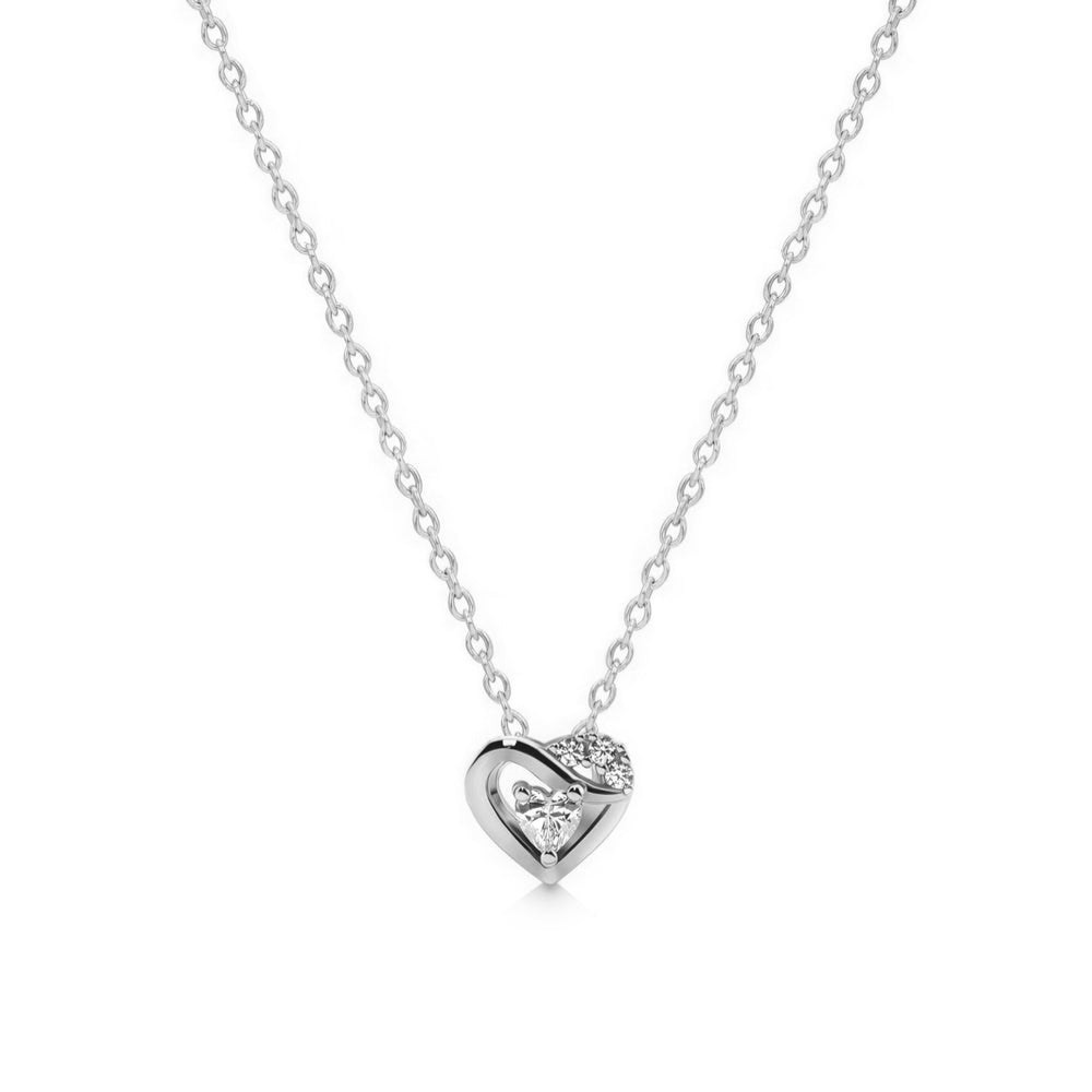 small heart stone pendant with fine chain for her in Sterling Silver 925 