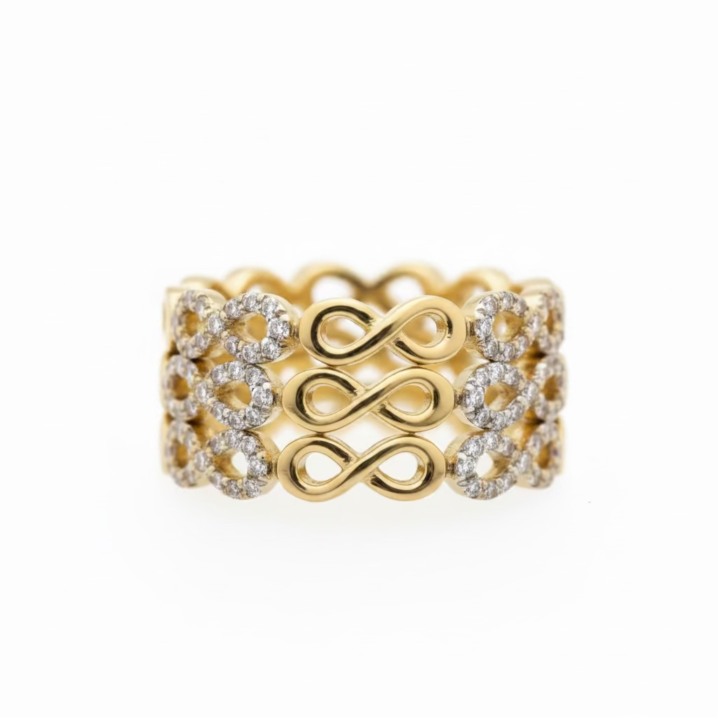Infinity eternal band rings in gold 