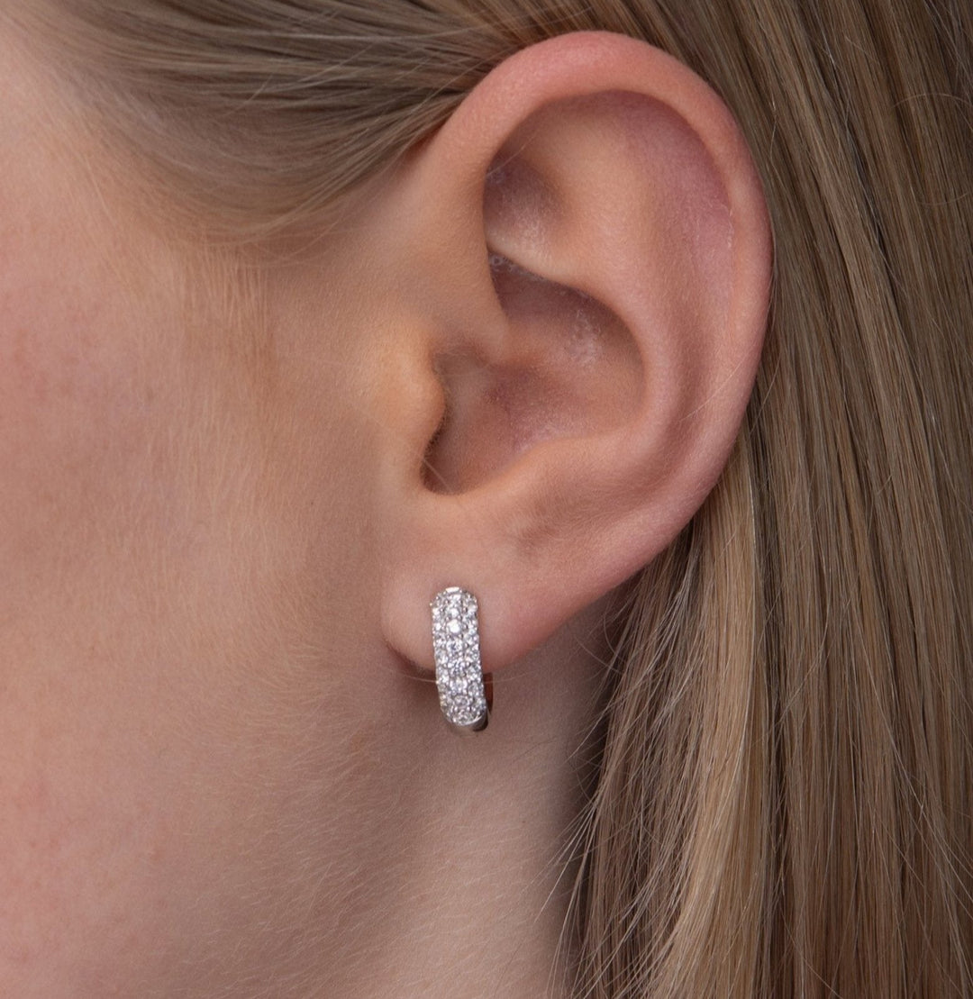 NAIMA wide round huggie earrings half stones half plain for her and him