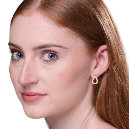 pear shape drop earrings with pave stones for her by NAIMA Jewellery