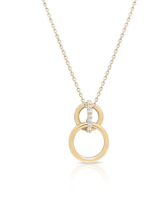 gold circle pendant with chain necklace with stones for mothers day