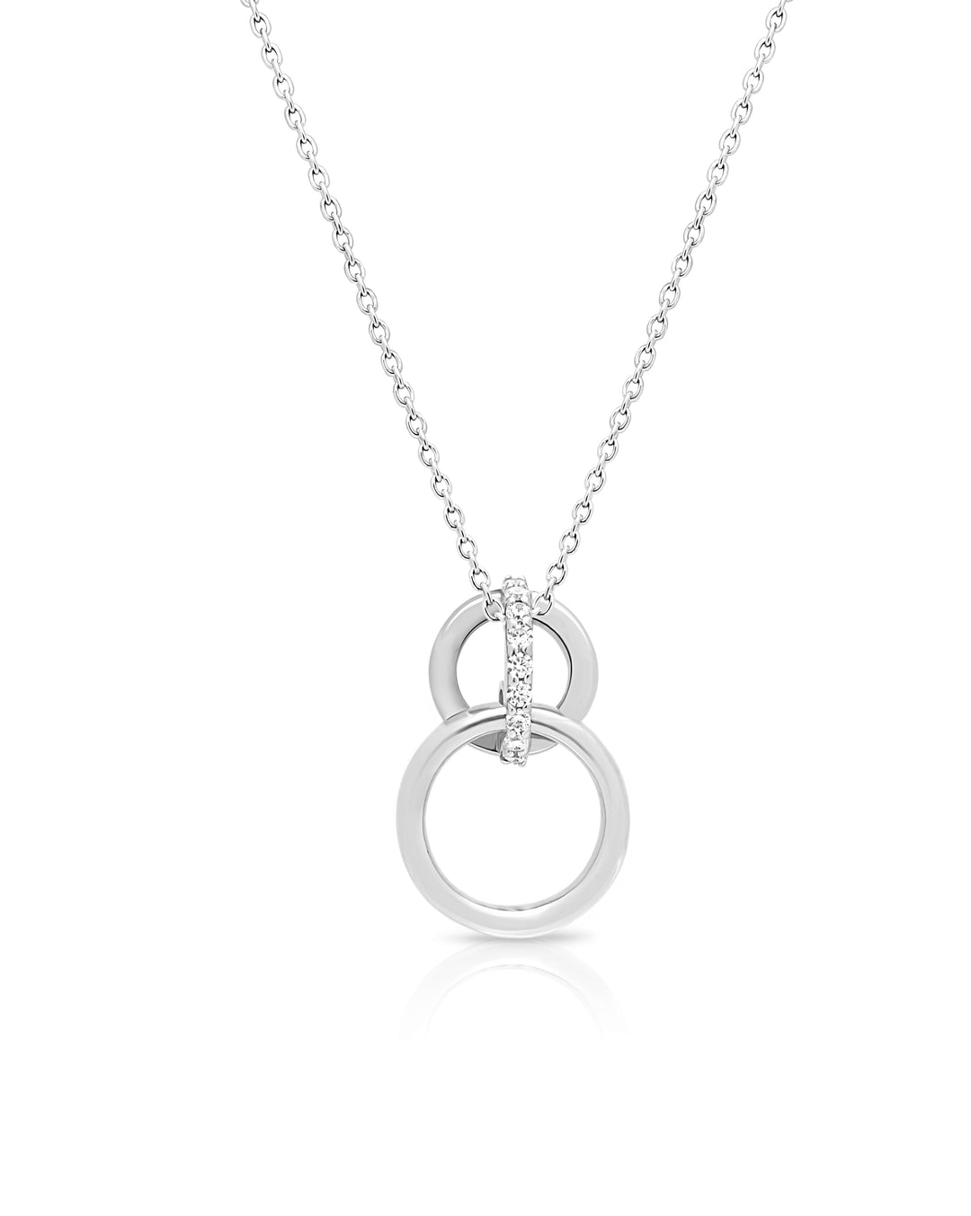 double circle pendant necklace with stones in sterling silver 925 for women
