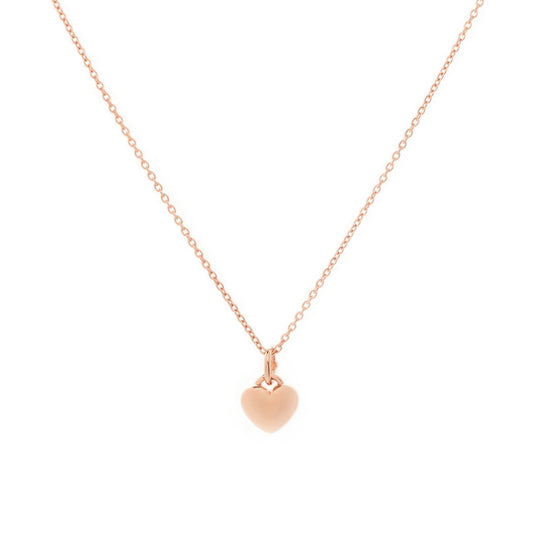 NAIMA 18K rose gold vermeil plain puffy engravable heart pendant chain necklace for women
