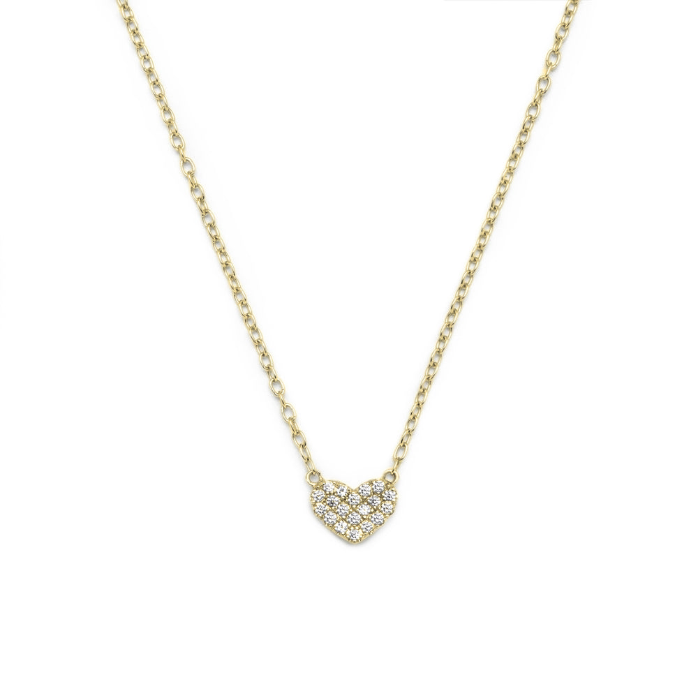 NAIMA 18K yellow gold vermeil pave heart pendant with stones and chain for layering ideal gift for her