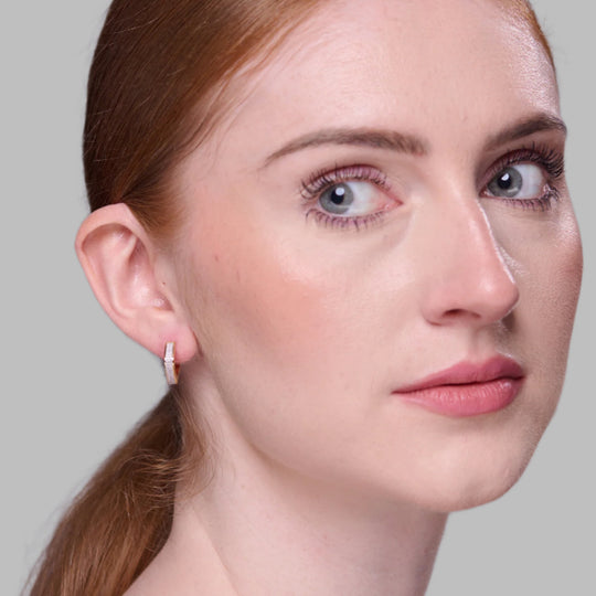 NAIMA modern huggie earrings half stones half plain stackable 