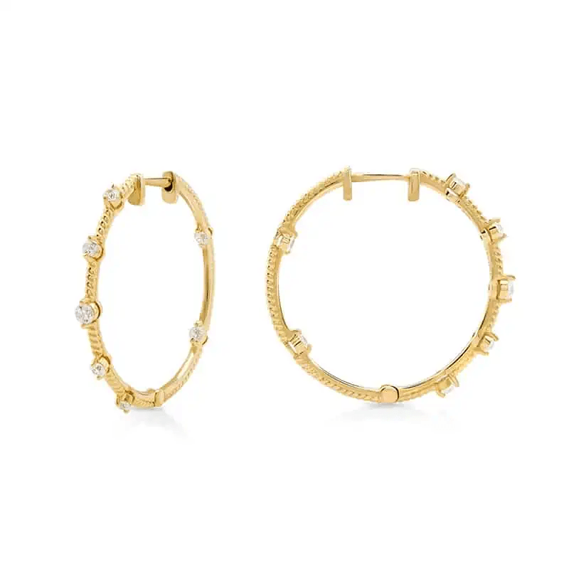 NAIMA Inside Out eternity round twisted rope hoop earrings claw set for her in 18K Gold Vermeil