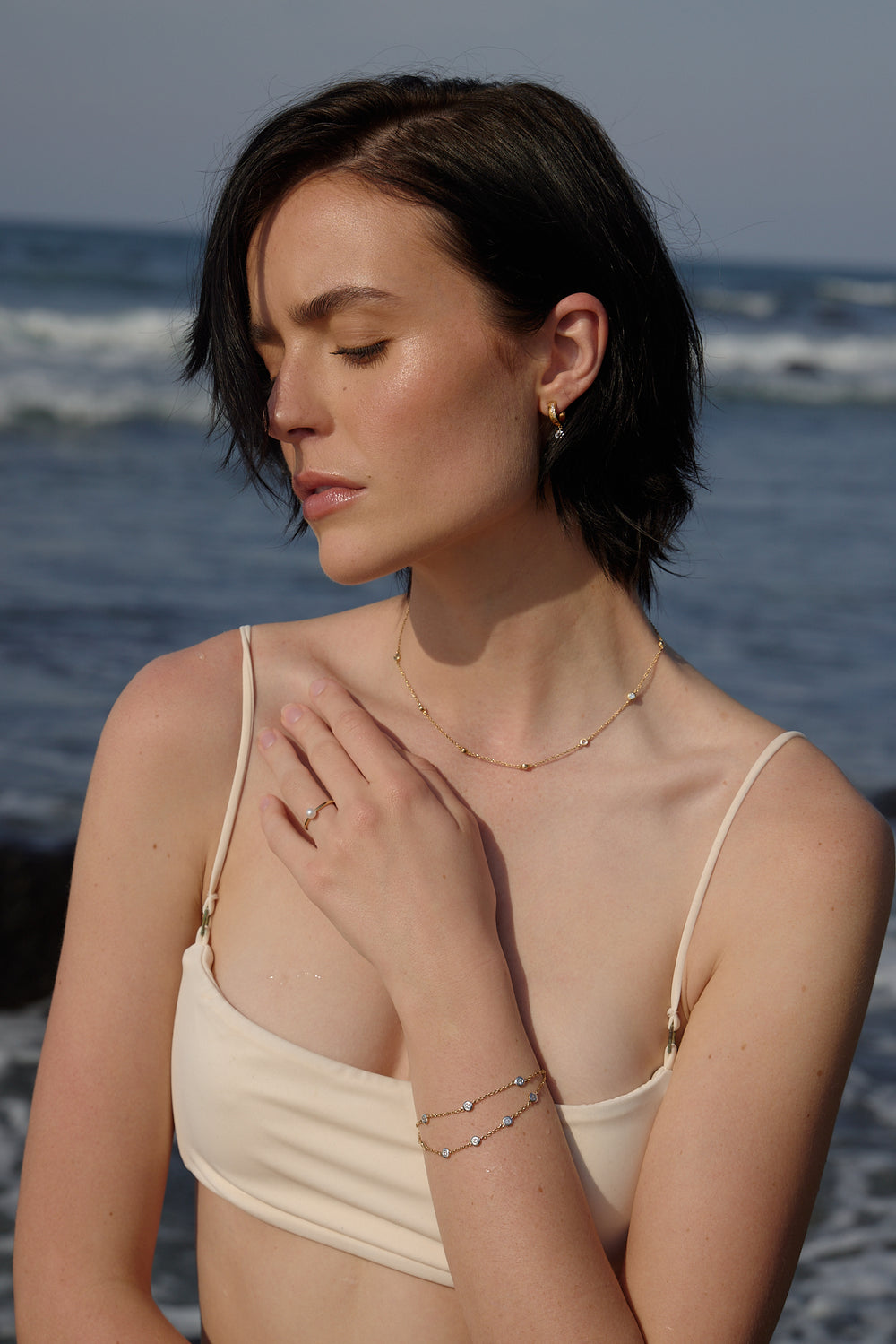 NAIMA best layering beach jewellery set gold  and silver, stone station necklace and bracelet Summer 2025-2026