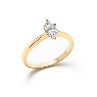 14K Gold Marquise Diamond Solitaire Ring