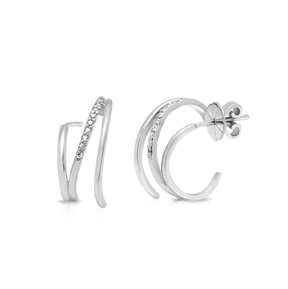sterling silver cuff round hoop earrings design with stones for gifting