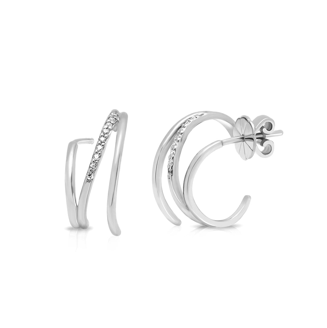 sterling silver cuff round hoop earrings design with stones for gifting