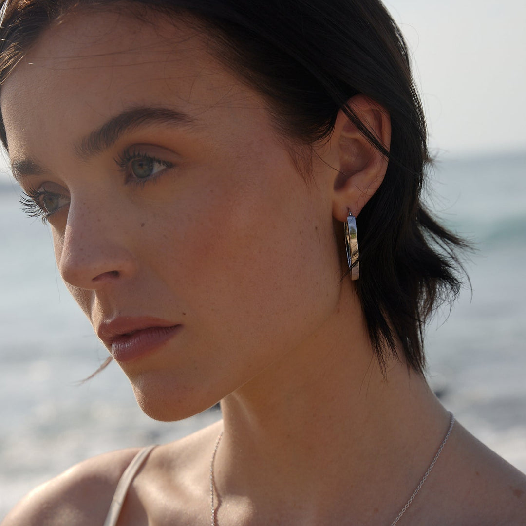 NAIMA large hoop earring marquise shape in sterling silver for her