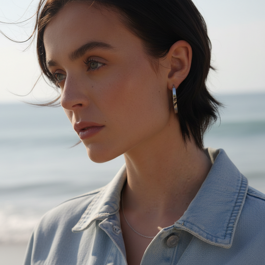 Marquise hoops earring in Sterling Silver