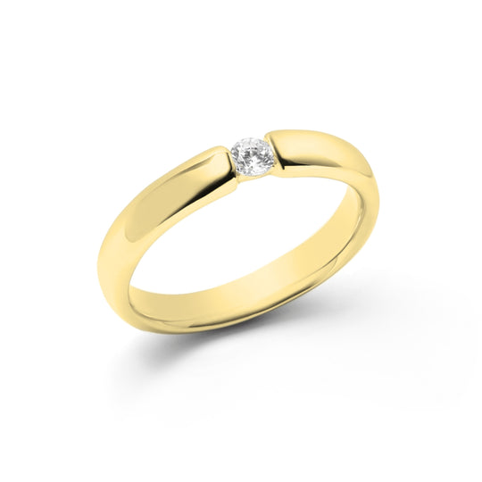 solid gold wedding comfort band couple promise ring with single stone for men and women