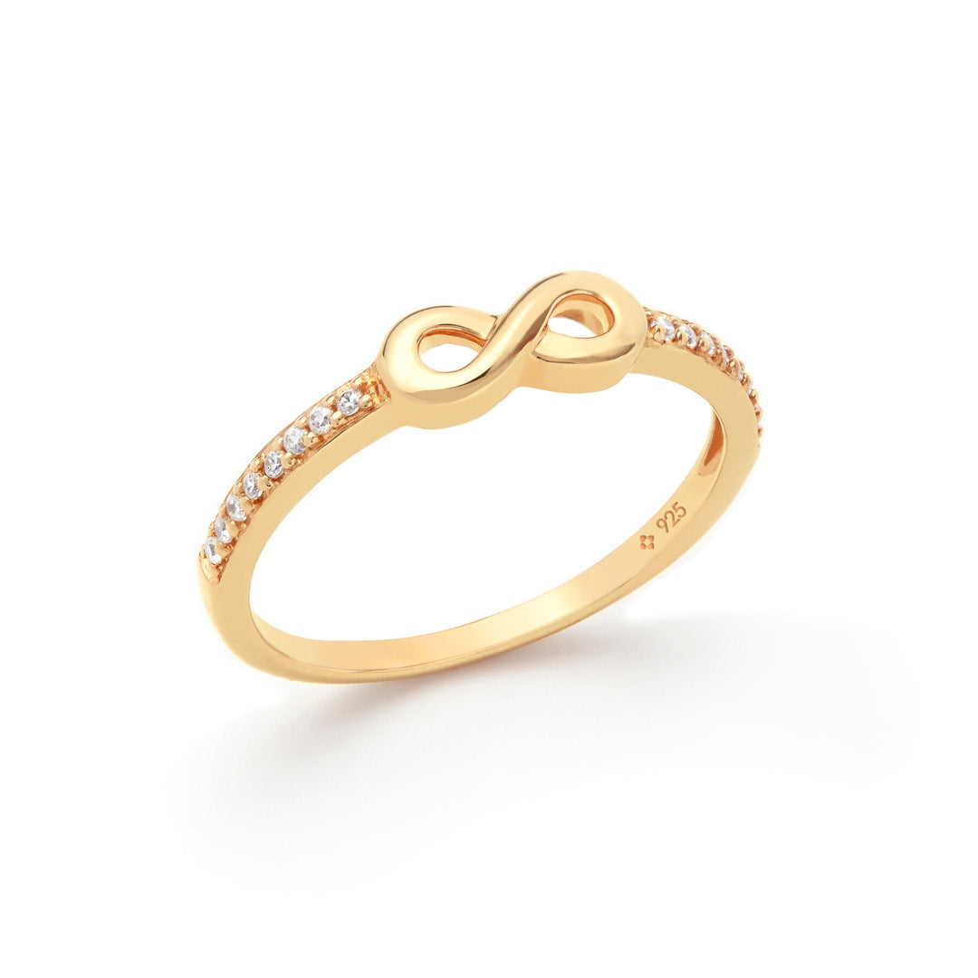 gold infinity stackable band ring with shoulder stones by NAIMA Jewellery Australia