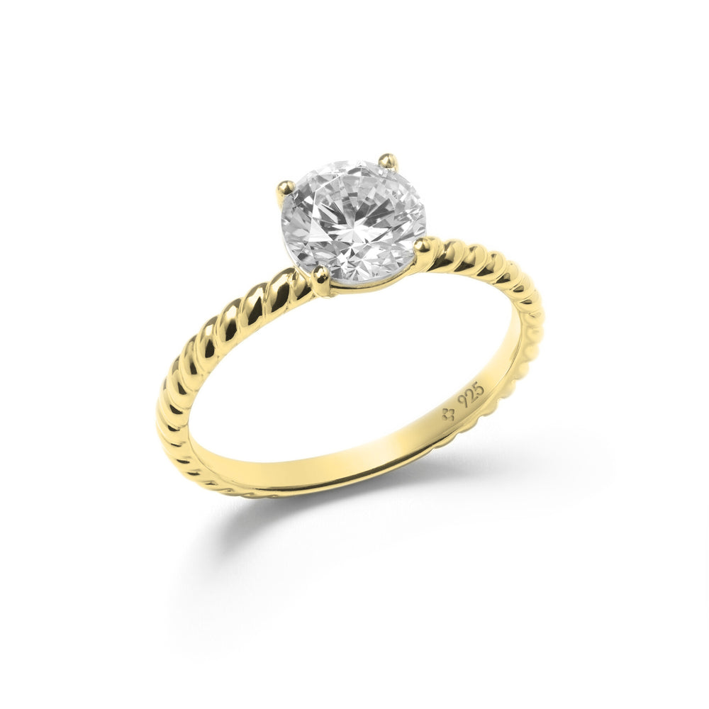 rope round solitaire promise ring in 18K gold vermeil by NAIMA Jewellery