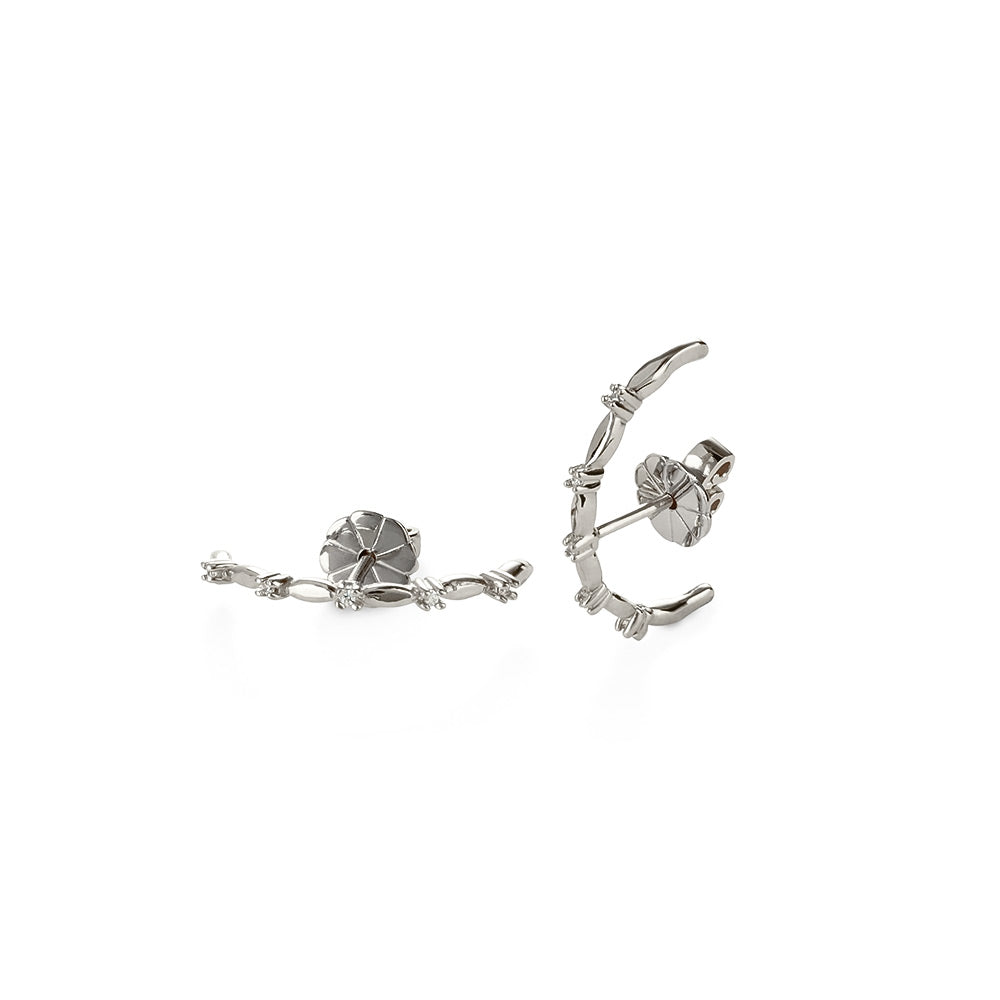 NAIMA branch leaf cuff stud earrings in sterling silver 925 with stones