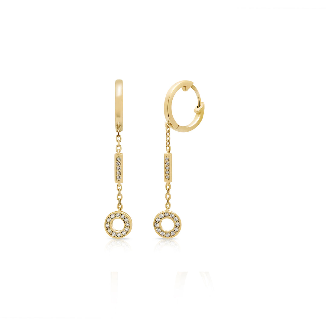 NAIMA dangle stone chain hoop earrings with circle stones and bar for women in 18K Gold Vermeil