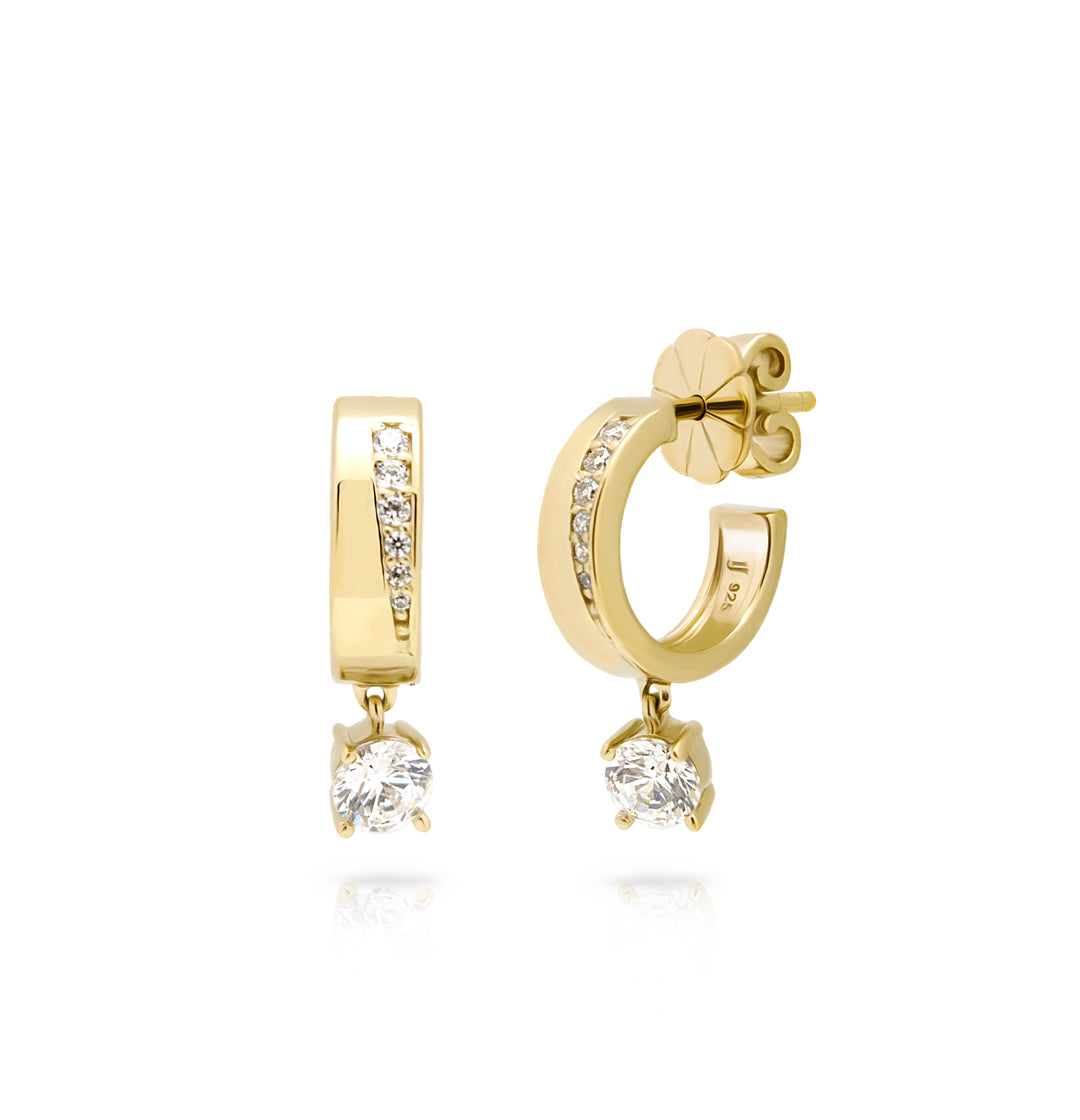 NAIMA dangle stone round hoop earrings in 18K Gold Vermeil ideal girlfriend gift