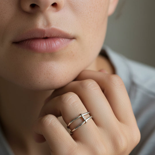 double wave rings in Silver
