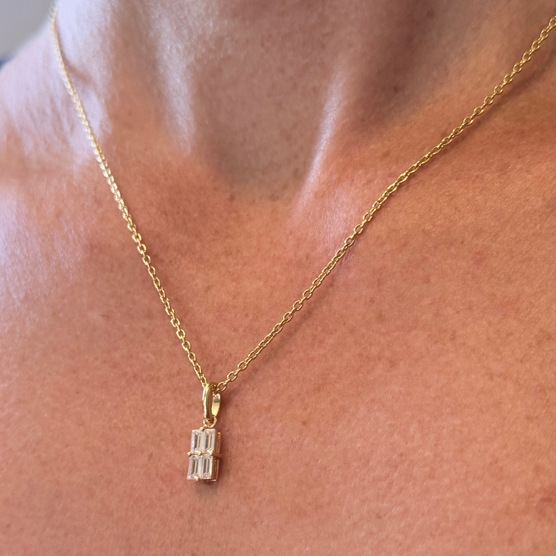 NAIMA emerald cut cluster stone necklace in 18K Gold vermeil best jewellery gift for her