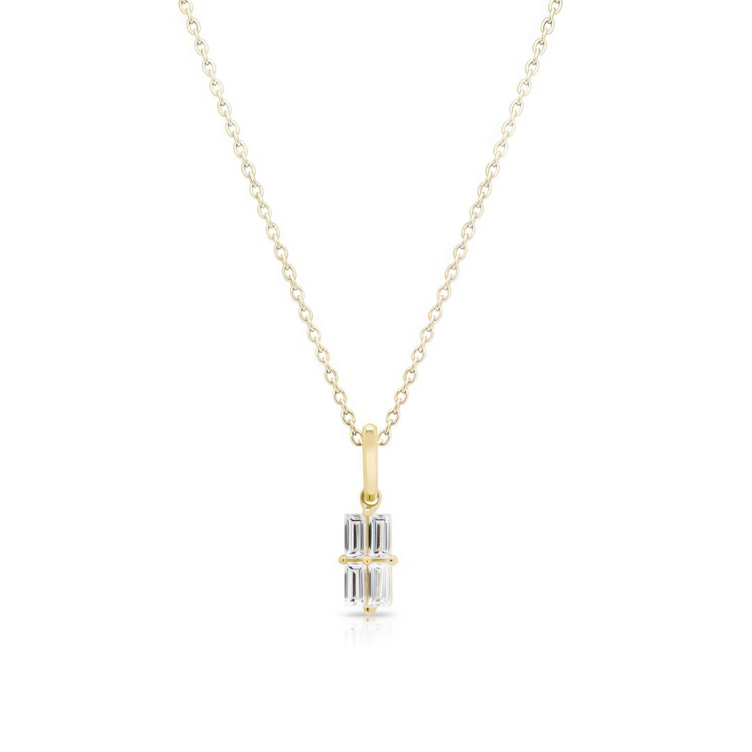 NAIMA emerald cut cluster stones pendant necklace with chain in 18K Yellow Gold Vermeil for women layering fashion
