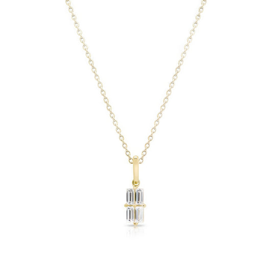 NAIMA emerald cut cluster stones pendant necklace with chain in 18K Yellow Gold Vermeil for women layering fashion