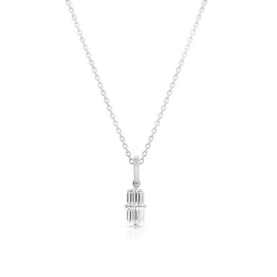 NAIMA emerald cut cluster stones pendant necklace with chain in sterling silver 925 adjustable length