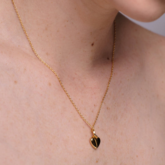 NAIMA engravable puffy heart pendant chain necklace for girlfriend gift in 18K Gold Vermeil